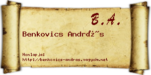Benkovics András névjegykártya